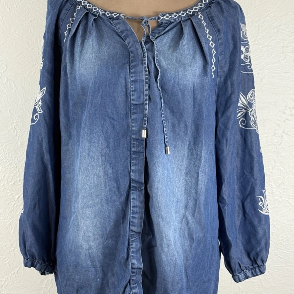 Wrangler Denim Blue Embroidered Blouse